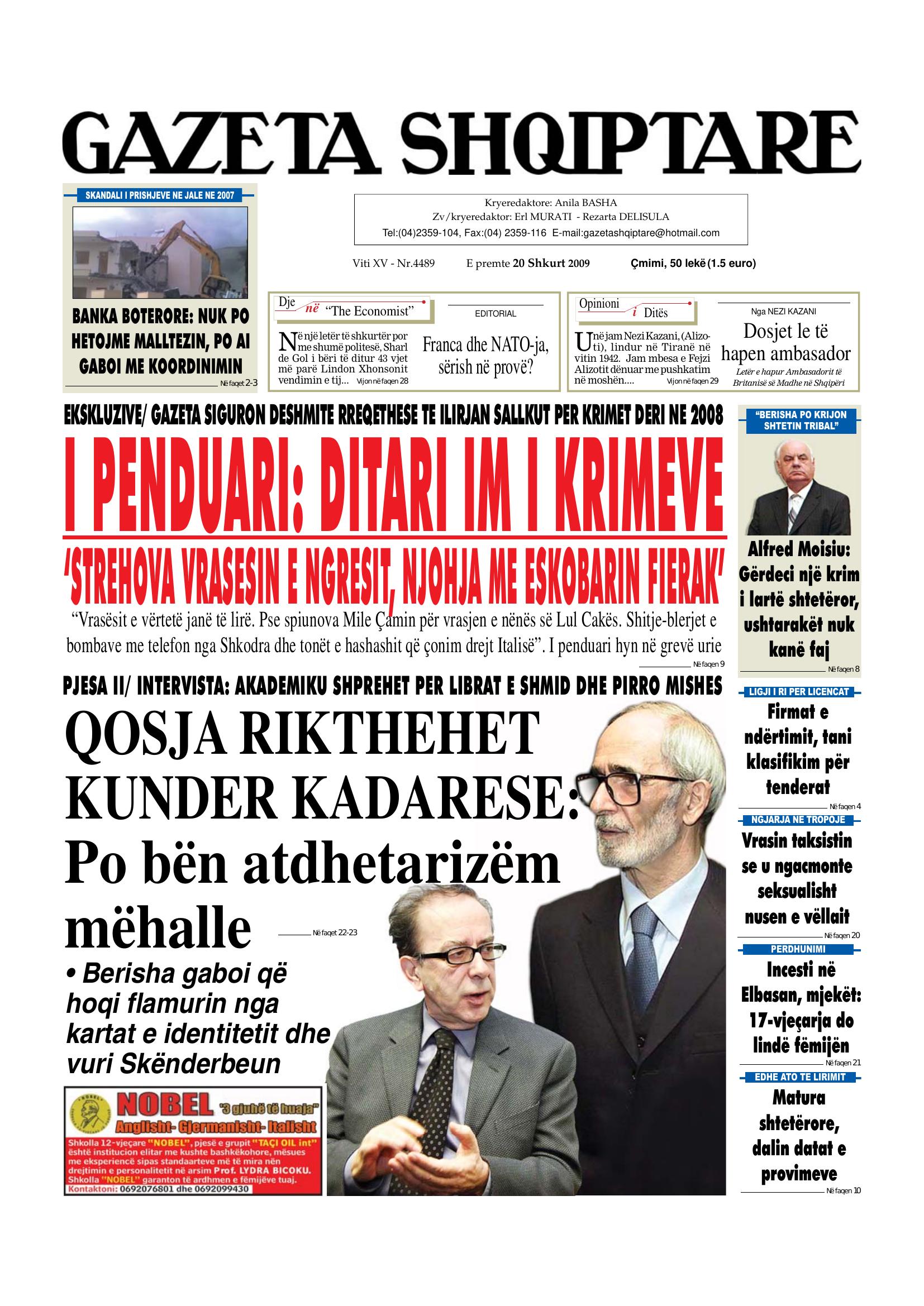 Gazeta Shqiptare 2009-02-20